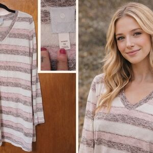 Sunday Cream and Brown Striped Sweater